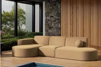 Fun M&ouml;bel SUNDAY Garten-Ecksofa wetterfester Stoff ART-N, caramel, Ottomane links