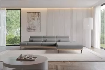 ALTDECOR Mona Ecksofa L-Form elektrisch, grau Velours, 316x205x85cm (800002027145)