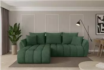ALTDECOR TOKO-L-v1 Ecksofa mit Schlaffunktion, Cord, dunkelgr&uuml;n, 277x194cm (800002085991)