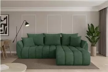 ALTDECOR TOKO-L-v1 Ecksofa mit Schlaffunktion, Cord, dunkelgr&uuml;n, 277x194cm (800002085491)