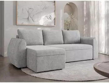 Mirjan24 Darlan Eckschlafsofa L-Form mit Bettkasten, hellgrau, 245x143cm (800002107571)