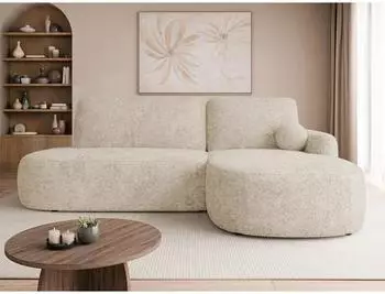 Mirjan24 Loridu O Ecksofa L-Form Schlaffunktion Bettkasten, Boucl&eacute; beige (800001992991)