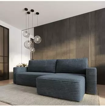 Masseno Telin Ecksofa Kordstoff grau mit Schlaffunktion, L-Form, 280x162cm (800001532789)