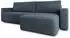 Masseno Telin Ecksofa Kordstoff grau mit Schlaffunktion, L-Form, 280x162cm (800001532789)