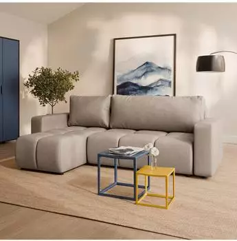 Masseno Ramil Ecksofa Plüsch beige mit Schlaffunktion (800002130432)