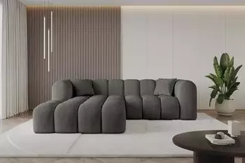 ALTDECOR OLEA-L1 Ecksofa L-Form, Velours, dunkelgrau, 231x173x74cm (800001936290)