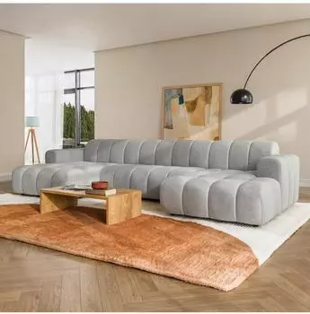 Masseno AENIS Ecksofa U-Form, Strukturstoff, hellgrau (800002130522)