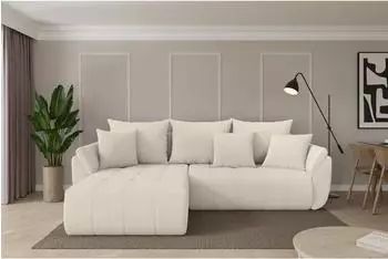 ALTDECOR TOKO-L Ecksofa mit Schlaffunktion, Boucl&eacute;, beige, 277x194cm (800002085669)
