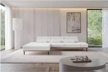 ALTDECOR Mona Ecksofa L-Form elektrisch, Boucl&eacute; wei&szlig;, 316x205x85cm (800002026690)