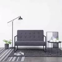 vidaXL 2-Sitzer Sofa mit Armlehnen Dunkelgrau Stahl und Stoff