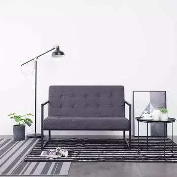 vidaXL 2-Sitzer Sofa mit Armlehnen, dunkelgrau, Stahl und Stoff (282271)