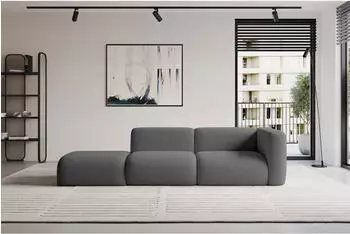 ALTDECOR MIRA-S3 modulares Sofa mit Ottomane rechts, grau Boucl&eacute;, 296x89x70cm (800002003580)