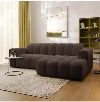 Masseno TISI Ecksofa L-Form, Strukturstoff braun, 274x165cm (800002130481)