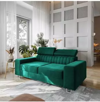 Masseno Solan Schlafsofa Velours-Stoff gr&uuml;n (800002130310)