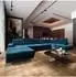 Masseno Gaian Ecksofa U-Form Velours blau mit Schlaffunktion (800002130579)