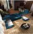 Masseno Gaian Ecksofa U-Form Velours blau mit Schlaffunktion (800002130579)