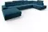 Masseno Gaian Ecksofa U-Form Velours blau mit Schlaffunktion (800002130579)