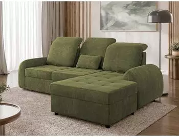 Mirjan24 Soreno Eckschlafsofa L-Form rechts, gr&uuml;n, Bettkasten (800002107627)