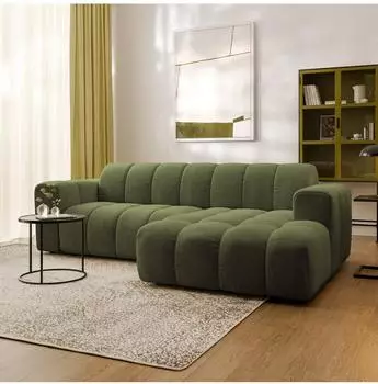 Masseno TISI Ecksofa L-Form, Strukturstoff olivgr&uuml;n, 274x165cm (800002130476)