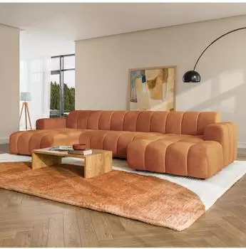 Masseno AENIS Ecksofa U-Form, Strukturstoff, orange (800002130520)