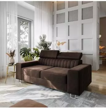 Masseno Solan Schlafsofa Velours-Stoff braun (800002130306)