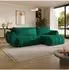 Masseno OLSI Ecksofa L-Form, grüner Velours, Schlaffunktion, 285x148cm (800001819401)