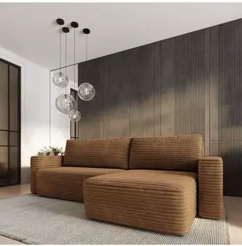 Masseno Telin Ecksofa Kordstoff orange mit Schlaffunktion (800001532822)