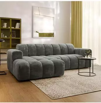 Masseno TISI Ecksofa L-Form, Chenille, grau, 274x165cm (800002130330)