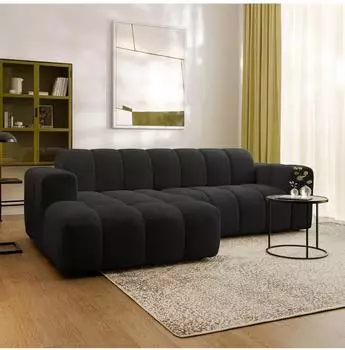 Masseno TISI Ecksofa L-Form, Strukturstoff, schwarz, 274x165cm (800002130721)