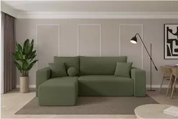 ALTDECOR SENO-L Ecksofa mit Schlaffunktion, Boucl&eacute;, olivgr&uuml;n, 249x139cm (800002085884)