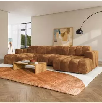 Masseno AENIS Ecksofa U-Form, Chenille, hellbraun (800002130559)