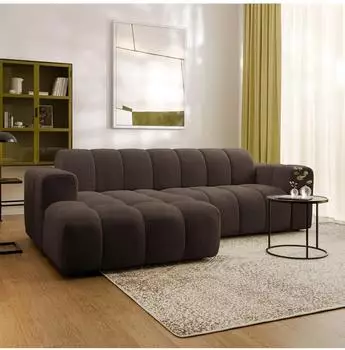 Masseno TISI Ecksofa L-Form, Strukturstoff braun, 274x165cm (800002130713)