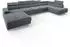 Masseno Gaian Wohnlandschaft U-Form Velours grau mit Schlaffunktion