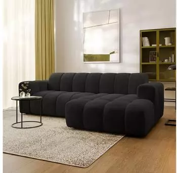 Masseno TISI Ecksofa L-Form, Strukturstoff, schwarz (ARAGON 99)