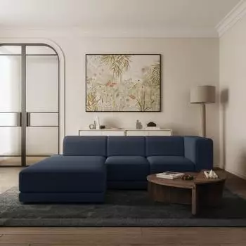 Selsey Novals Ecksofa L-Form, 4-Sitzer, Chenille dunkelblau, 278cm