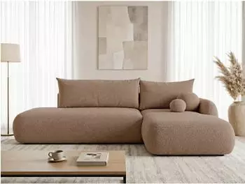 Sofnet NETO Ecksofa Boucl&eacute;-Stoff, rosa, Schlaffunktion, L-Form 300x187cm
