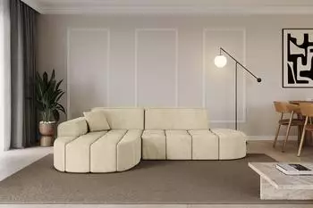 ALTDECOR Livo-L1 Ecksofa L-Form, Velours, beige, 252x173cm (800001704282)