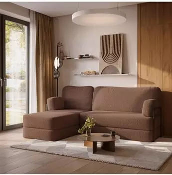 Masseno SABI Ecksofa, modular, Schlaffunktion, Bouclé-Stoff, braun (800001994091)