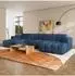 Masseno AENIS Ecksofa U-Form, Strukturstoff blau, 398x85x165cm (800002130533)