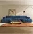 Masseno AENIS Ecksofa U-Form, Strukturstoff blau, 398x85x165cm (800002130533)