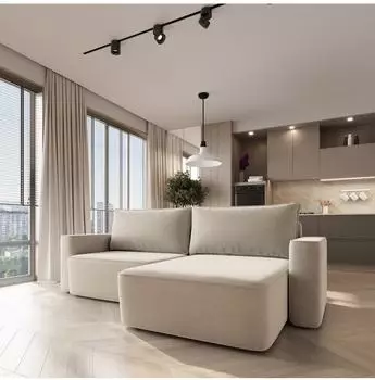Masseno Belise Ecksofa L-Form, Velours, creme, mit Schlaffunktion (800001592884)