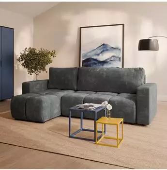 Masseno Ramil Ecksofa Chenille grau mit Schlaffunktion, L-Form, 240x149cm