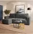 Masseno Ramil Ecksofa Chenille grau mit Schlaffunktion, L-Form, 240x149cm