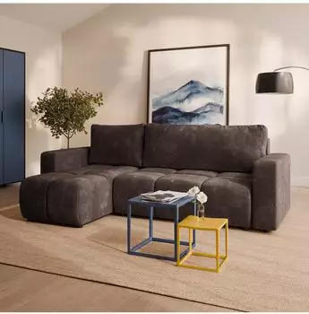 Masseno Ramil Ecksofa braun, Chenille, L-Form, Schlaffunktion (800002130659)