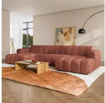 Masseno AENIS Ecksofa U-Form, Strukturstoff, orange (800002130536)