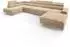 Masseno GAIAN Wohnlandschaft U-Form Velours creme mit Schlaffunktion (800002130703)