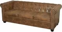vidaXL Chesterfield Sofa 3-Sitzer Braun Kunstleder