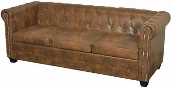 vidaXL Chesterfield-Sofa 3-Sitzer Kunstleder braun