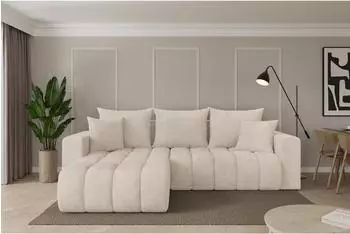 ALTDECOR MILA-L-v1 Ecksofa mit Schlaffunktion, L-Form, Cord, beige, 277x195x86cm (800002085744)