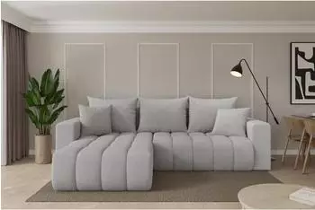 ALTDECOR MILA-L-v1 Ecksofa mit Schlaffunktion, L-Form, hellgrau, Boucl&eacute;, 277x195x86cm (800002085765)